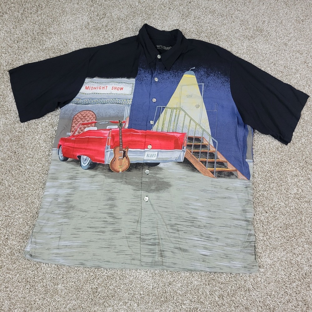 Tori Richard Mens 2XL Multicolor AOP Graphic Print Midnight Show Button Up SS